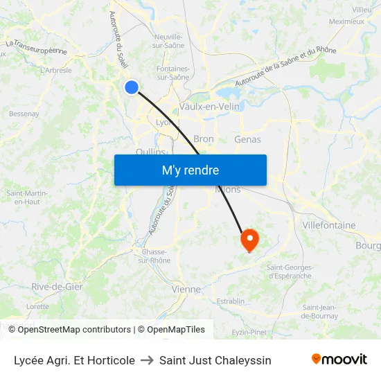 Lycée Agri. Et Horticole to Saint Just Chaleyssin map