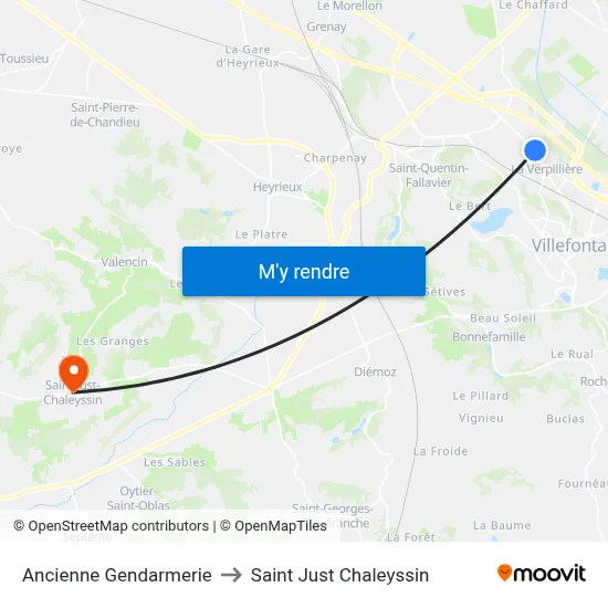 Ancienne Gendarmerie to Saint Just Chaleyssin map