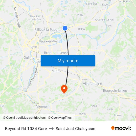 Beynost Rd 1084 Gare to Saint Just Chaleyssin map