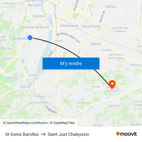 St-Genis Barolles to Saint Just Chaleyssin map