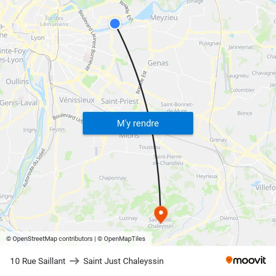 10 Rue Saillant to Saint Just Chaleyssin map