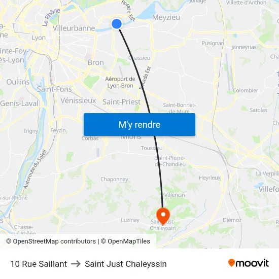 10 Rue Saillant to Saint Just Chaleyssin map