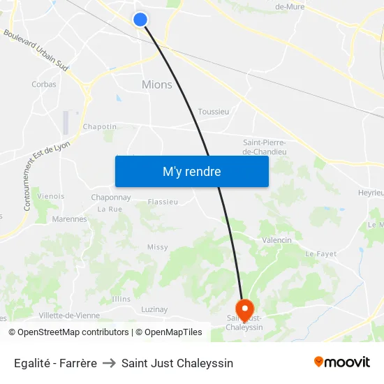 Egalité - Farrère to Saint Just Chaleyssin map