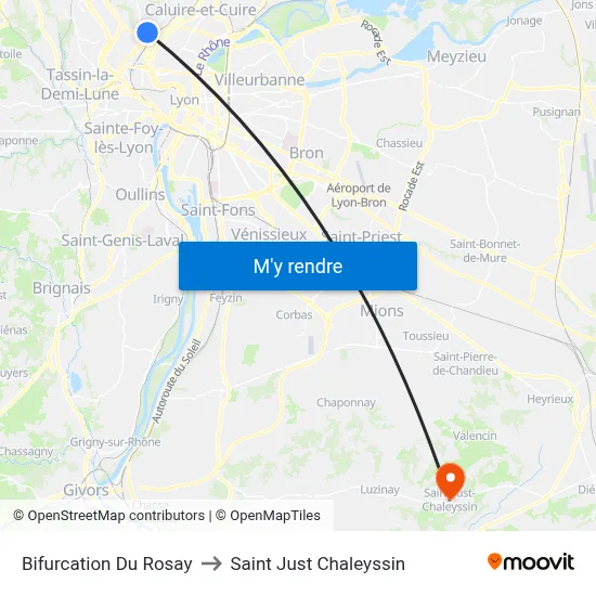 Bifurcation Du Rosay to Saint Just Chaleyssin map