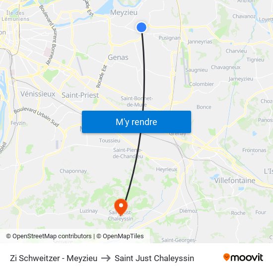 Zi Schweitzer - Meyzieu to Saint Just Chaleyssin map