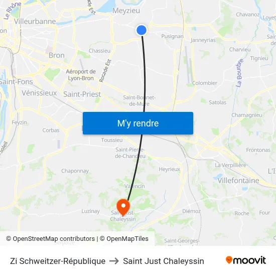 Zi Schweitzer-République to Saint Just Chaleyssin map