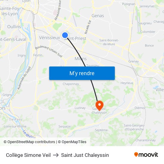 Collège Simone Veil to Saint Just Chaleyssin map