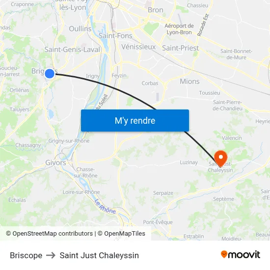 Briscope to Saint Just Chaleyssin map