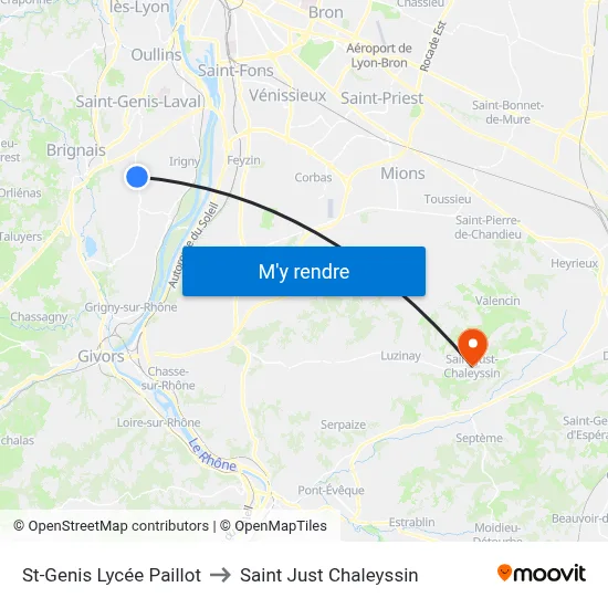 St-Genis Lycée Paillot to Saint Just Chaleyssin map