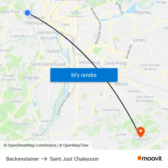 Beckensteiner to Saint Just Chaleyssin map