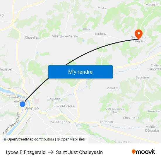 Lycee E.Fitzgerald to Saint Just Chaleyssin map