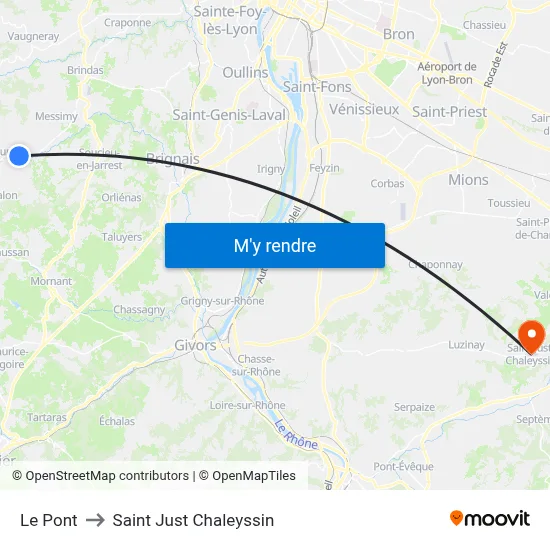 Le Pont to Saint Just Chaleyssin map