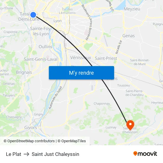 Le Plat to Saint Just Chaleyssin map