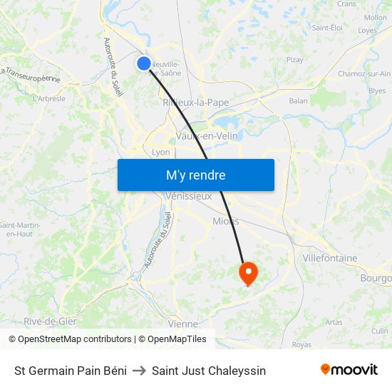 St Germain Pain Béni to Saint Just Chaleyssin map