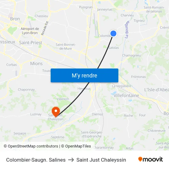Colombier-Saugn. Salines to Saint Just Chaleyssin map
