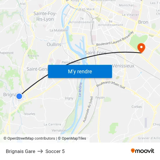 Brignais Gare to Soccer 5 map