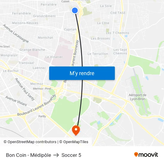 Bon Coin - Médipôle to Soccer 5 map
