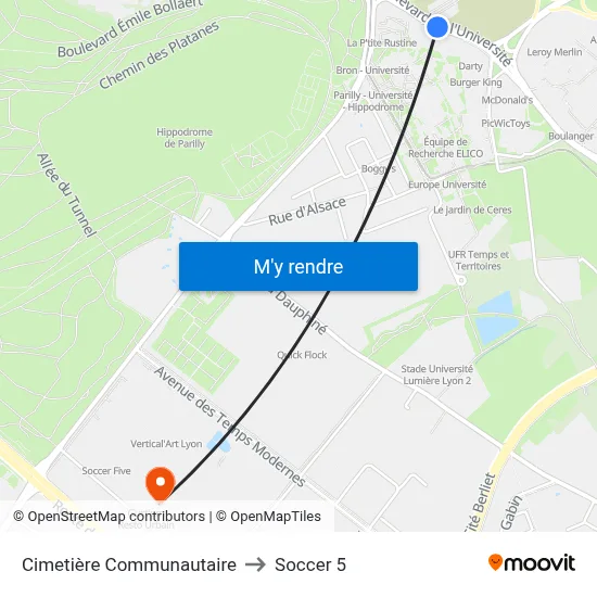 Cimetière Communautaire to Soccer 5 map