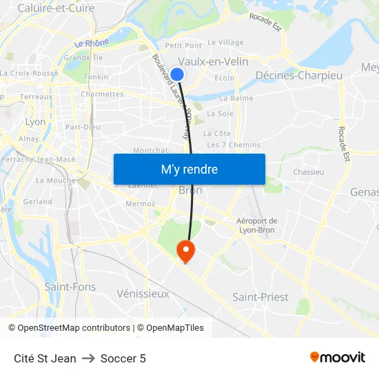 Cité St Jean to Soccer 5 map