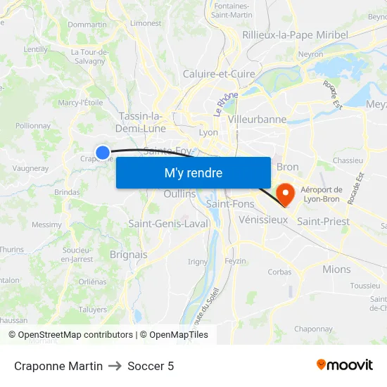 Craponne Martin to Soccer 5 map