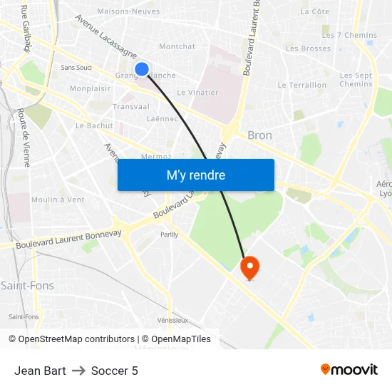 Jean Bart to Soccer 5 map