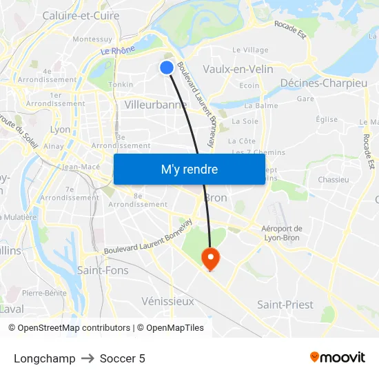 Longchamp to Soccer 5 map