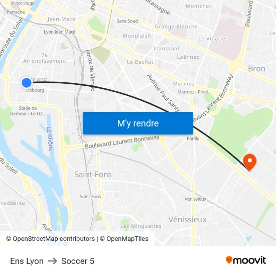 Ens Lyon to Soccer 5 map