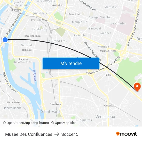 Musée Des Confluences to Soccer 5 map