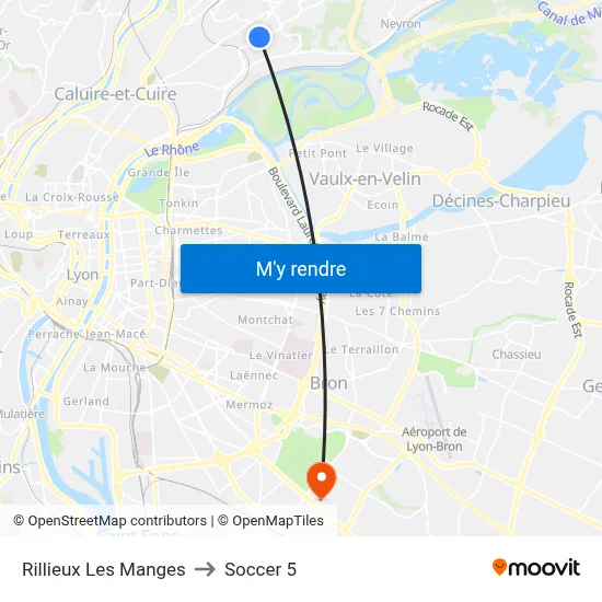 Rillieux Les Manges to Soccer 5 map