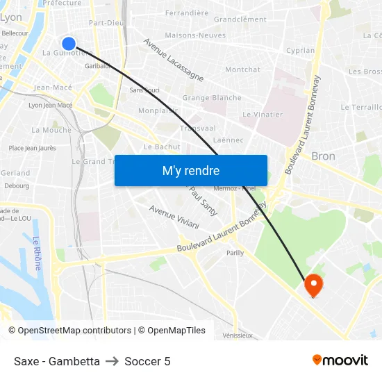 Saxe - Gambetta to Soccer 5 map