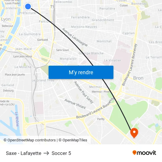 Saxe - Lafayette to Soccer 5 map