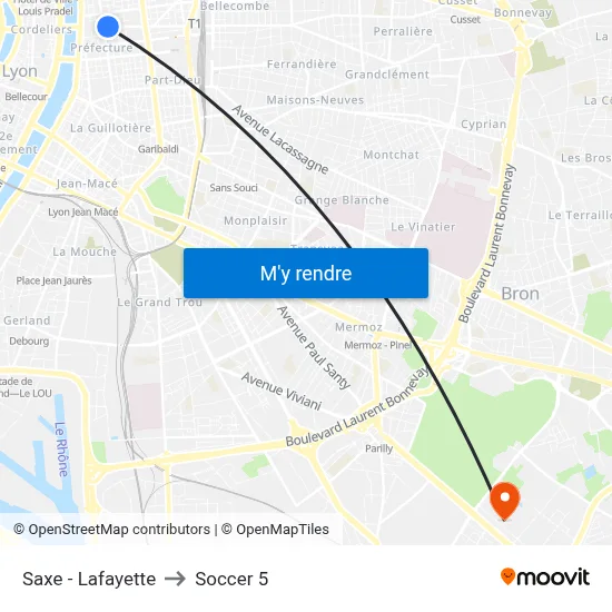 Saxe - Lafayette to Soccer 5 map