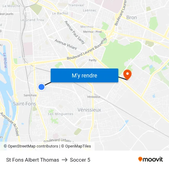 St Fons Albert Thomas to Soccer 5 map