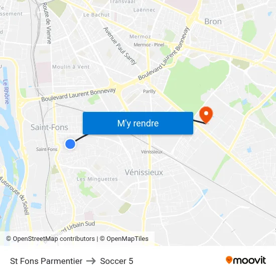 St Fons Parmentier to Soccer 5 map