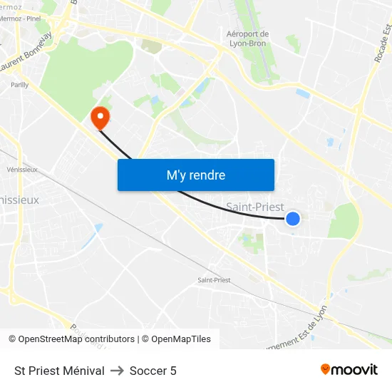 St Priest Ménival to Soccer 5 map