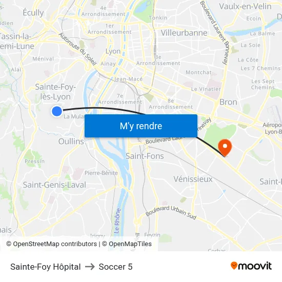 Sainte-Foy Hôpital to Soccer 5 map