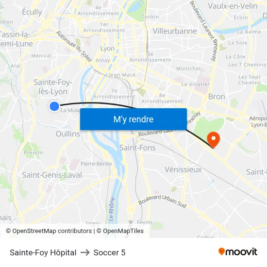 Sainte-Foy Hôpital to Soccer 5 map