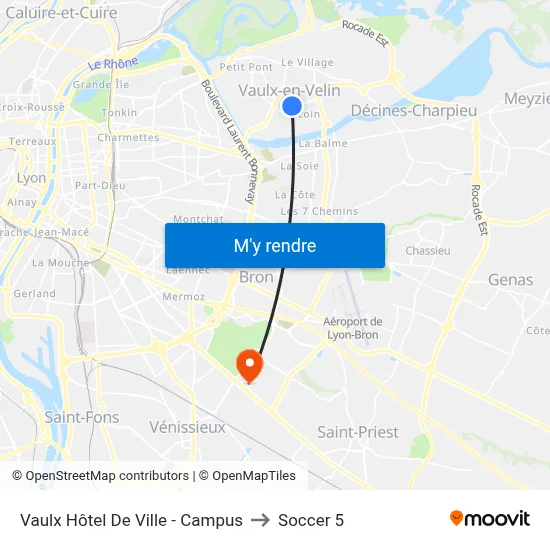 Vaulx Hôtel De Ville - Campus to Soccer 5 map