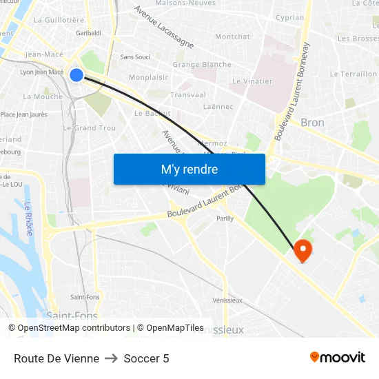 Route De Vienne to Soccer 5 map