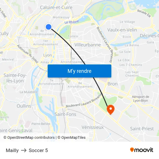 Mailly to Soccer 5 map