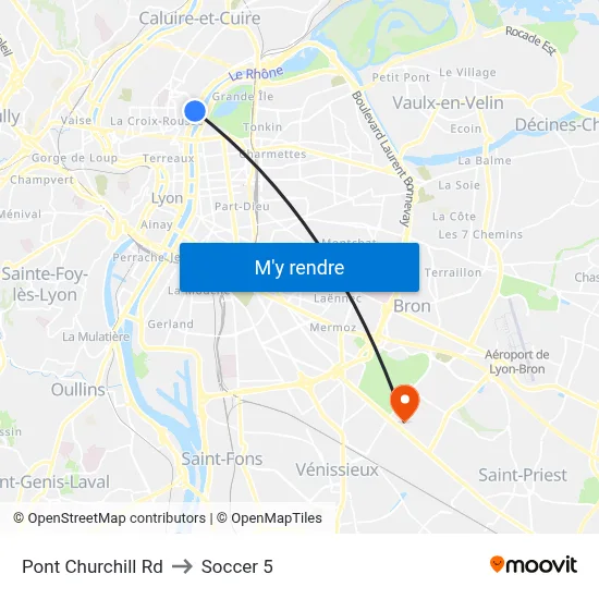 Pont Churchill Rd to Soccer 5 map