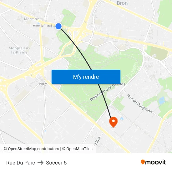 Rue Du Parc to Soccer 5 map