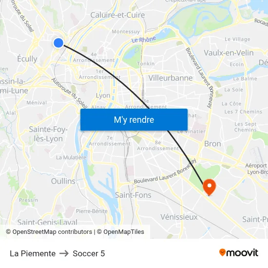 La Piemente to Soccer 5 map