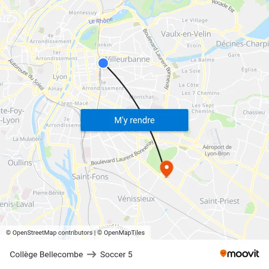 Collège Bellecombe to Soccer 5 map