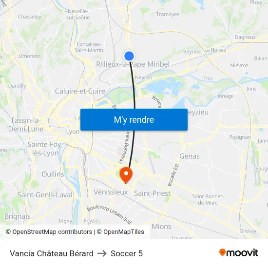 Vancia Château Bérard to Soccer 5 map
