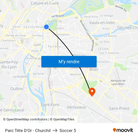 Parc Tête D'Or - Churchil to Soccer 5 map