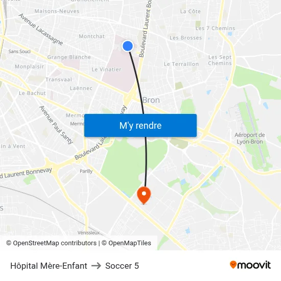 Hôpital Mère-Enfant to Soccer 5 map
