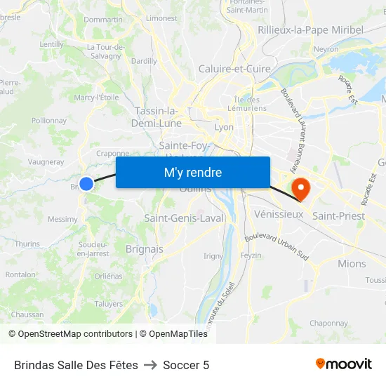 Brindas Salle Des Fêtes to Soccer 5 map