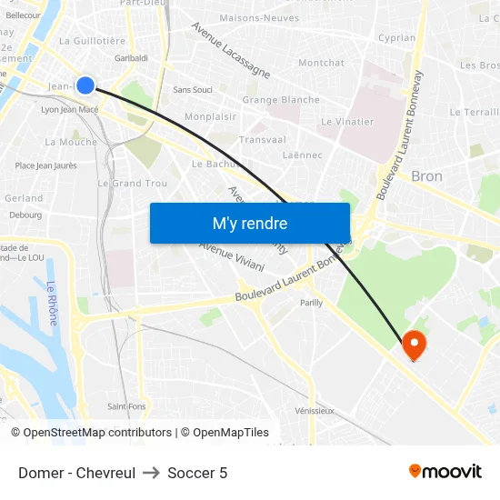 Domer - Chevreul to Soccer 5 map