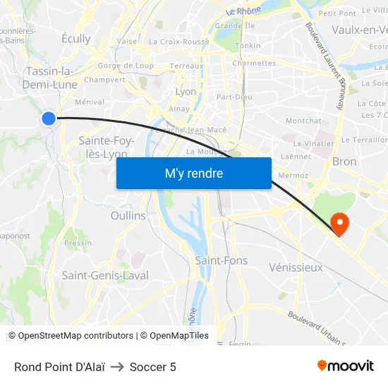 Rond Point D'Alaï to Soccer 5 map